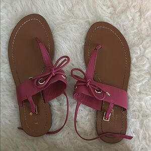 Kate Spade Pink and Brown Leather Sandals with Minimalist Design